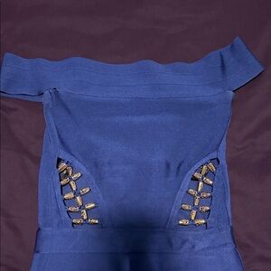 Marciano Blue Mini Dress with Gold Accents